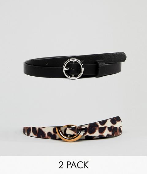 Asos Design 2 Pack Leopard Print Hip & Waist Jeans Belt-multi