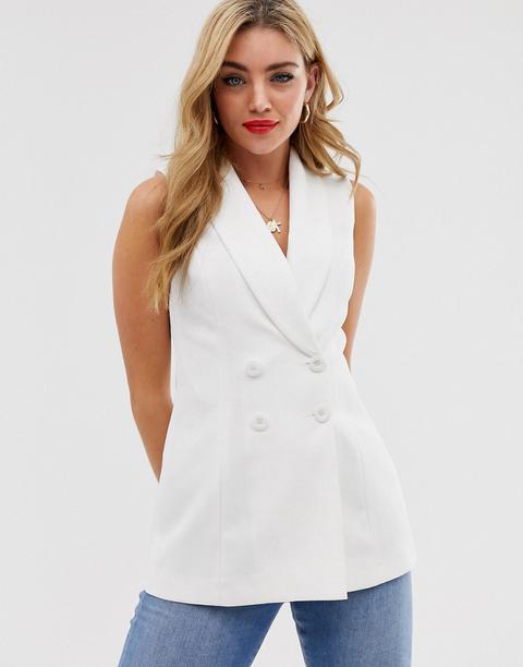 Miss Selfridge Sleeveless Waistcoat In White