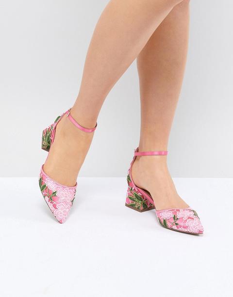 Asos Design Shakira Embroidered Mid Heels