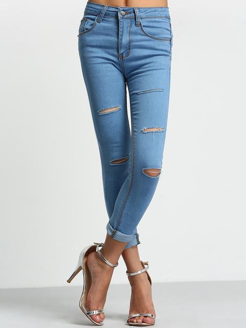 Blue Ripped Skinny Denim Pant