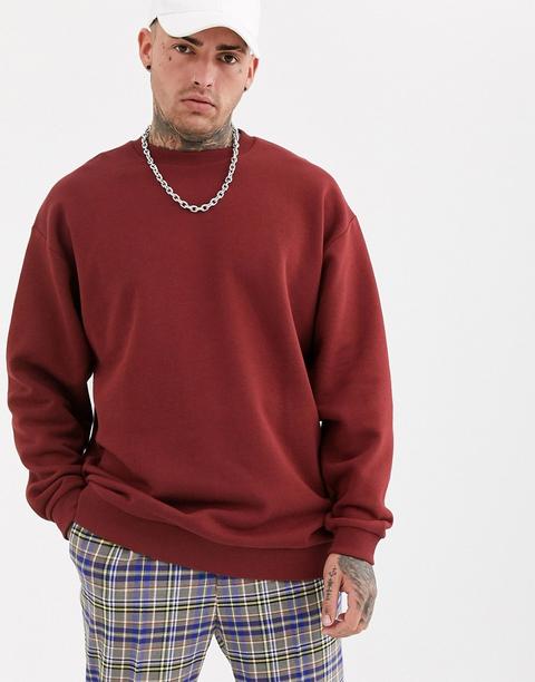 Asos Design Oversized Longline Sweatshirt In Wine