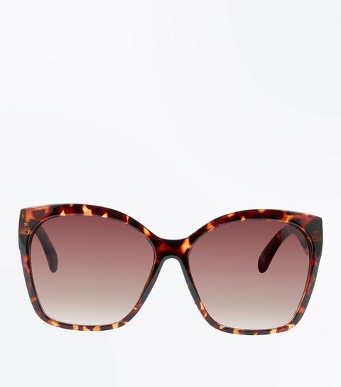 Dark Brown Tortoiseshell Oversized Sunglasses New Look