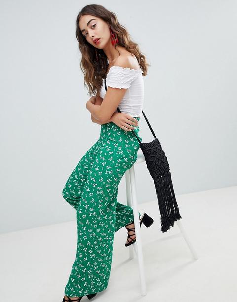 New Look - Pantaloni Con Fondo Ampio Stampati - Verde