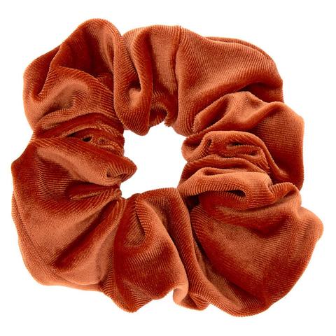 Claire's Chouchou En Imitation Velours - Orange Cuivré