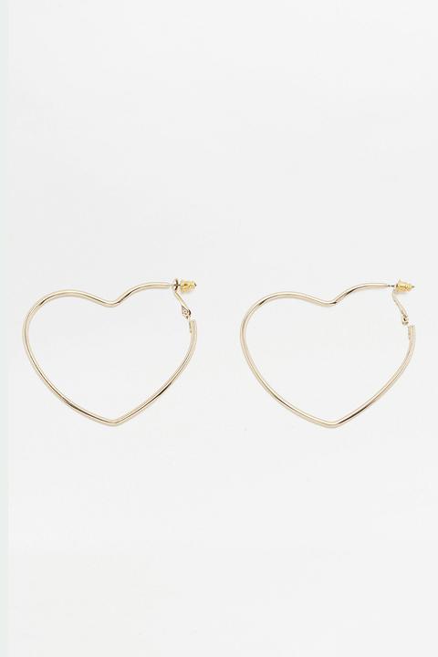 Gold Heart Hoop Earrings - Womens All