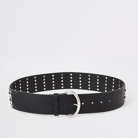 Black Diamante Studded Waist Belt
