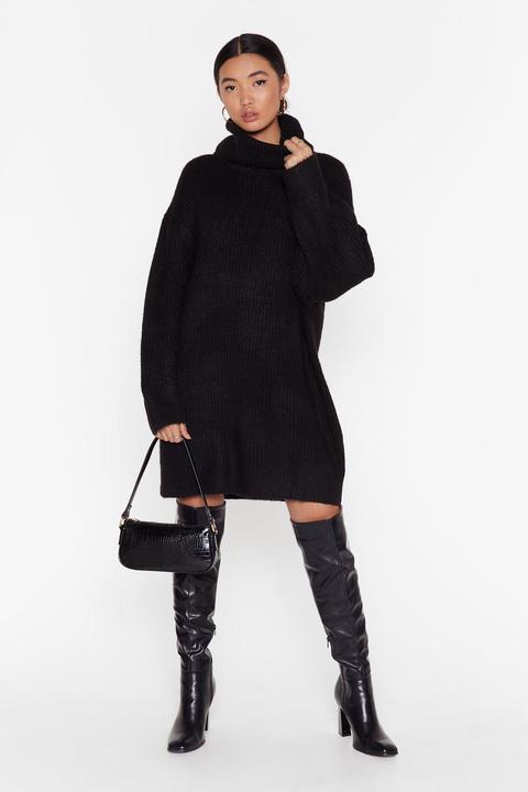 Womens Knit Just Got Better Turtleneck Jumper Dress