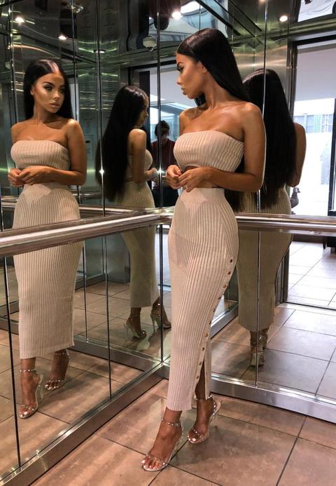 Saffie Ribbed Two Piece - Nude