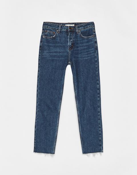 Jeans Straight Cropped High Rise