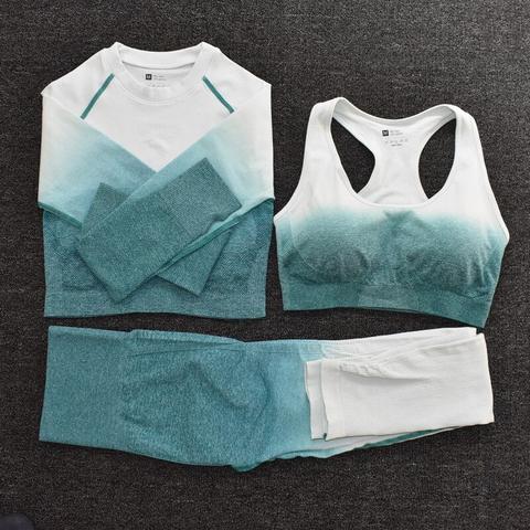 Yoga Set Leggings Long Sleeve Crop Top Sports Bra Running Pants