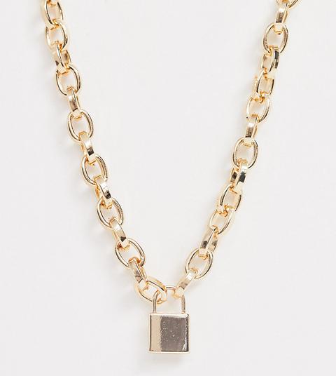 Glamorous Exclusive Gold Padlock With Chunky Chain