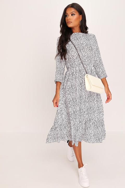 Polka Dot Spot Print Smock Midi Dress