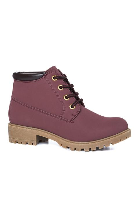 Botas Burdeos Con Cordones