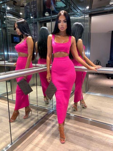 Neon Kimberley Ribbed Two Piece - Neon Pink (pre Order)