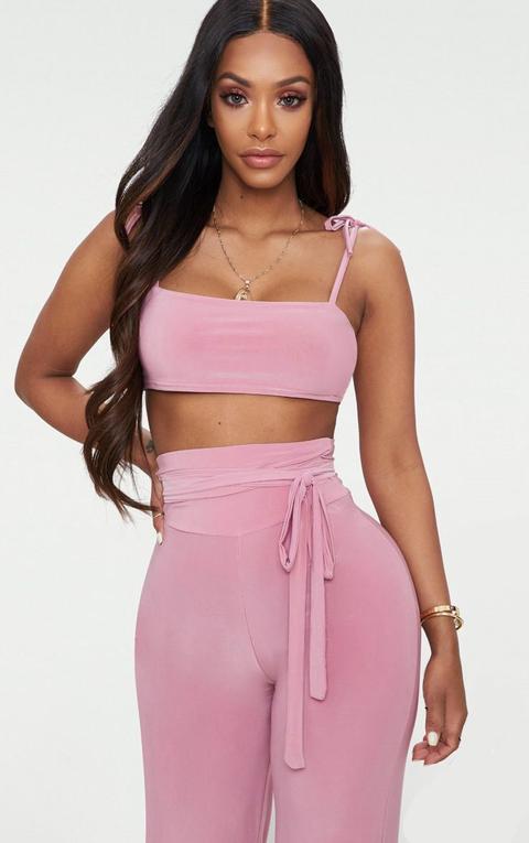 Shape Rose Slinky Straight Neck Crop Top