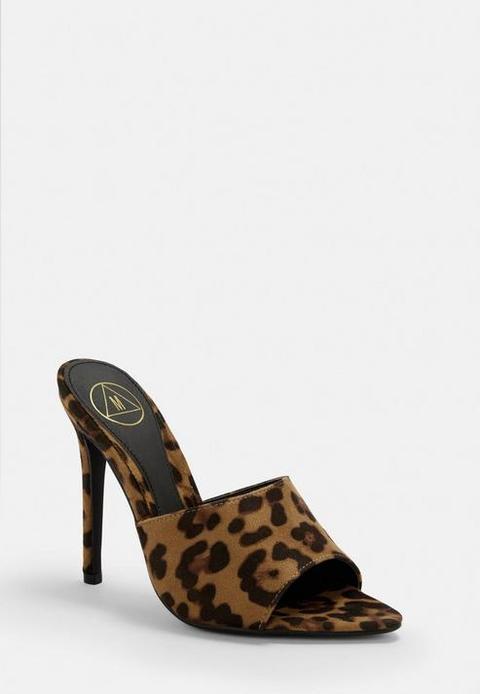 Leopard Print Peep Toe Mules, Leopard