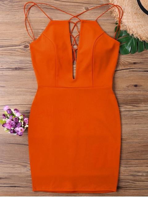 Vestido Sin Tirantes Con Tiras De Corte Bajo Dark Orange
