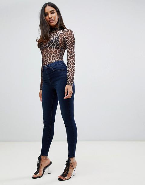 Asos Design "sculpt Me" - Jeans Premium A Vita Alta Lavaggio Blu Scuro - Blu