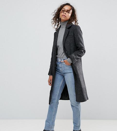 Asos Petite - Schmaler Mantel Aus Wollmix - Grau