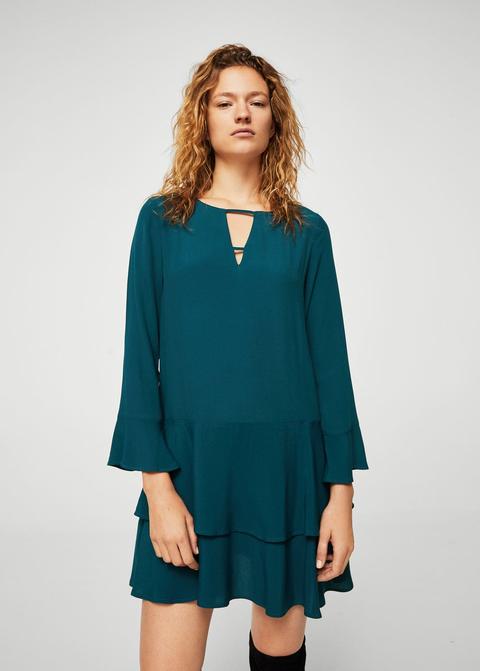Vestido Abertura Volantes