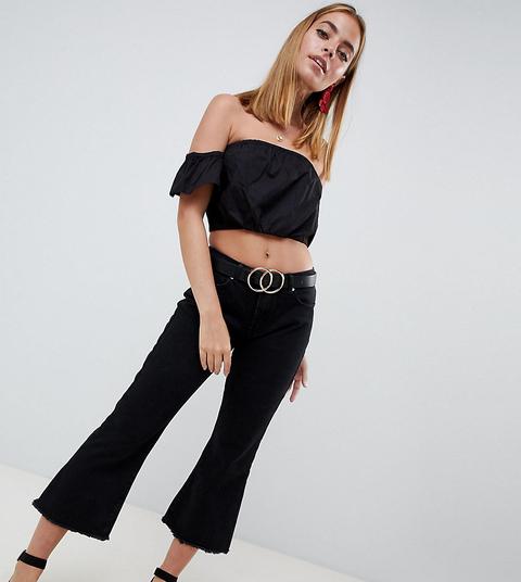 Esclusiva Missguided Petite - Jeans A Zampa Cropped - Nero