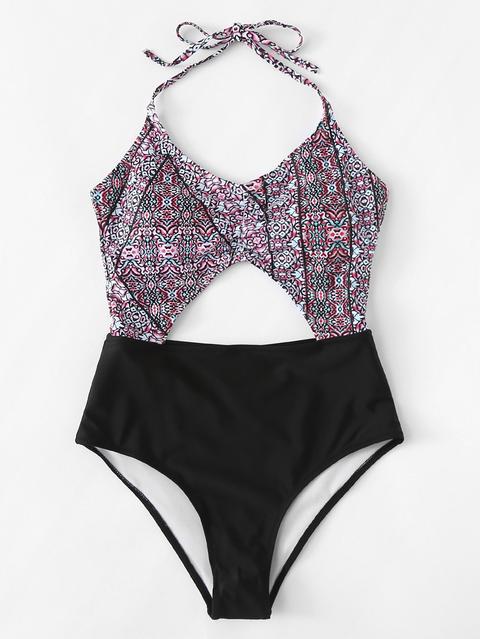 Cut Out Halter Swimsuit