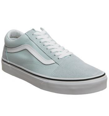 vans old skool baby blue & true white shoes