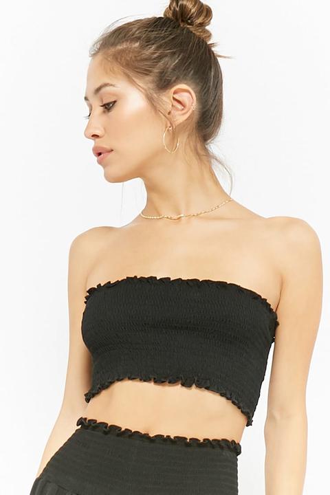 Smocked Cropped Tube Top