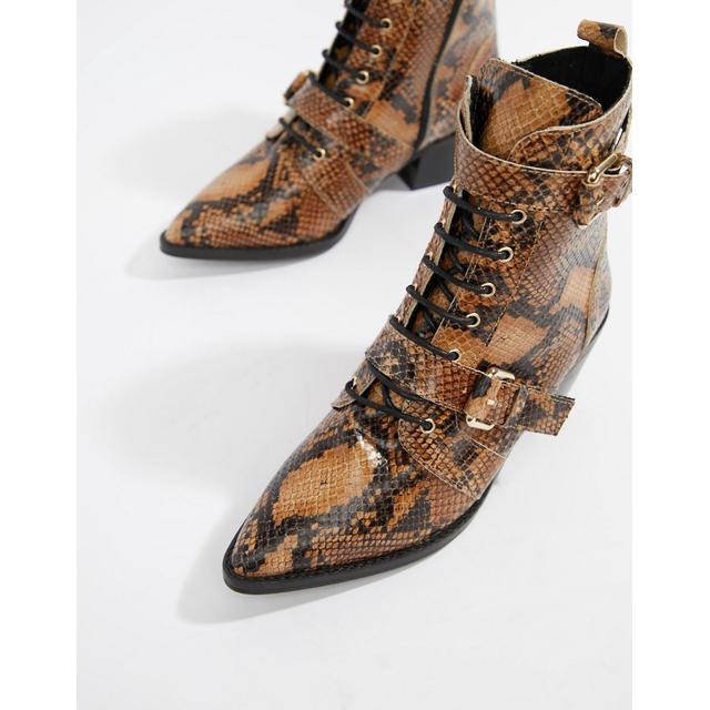 Boucles Asos Sur De Bottines Effet 21 Serpent Lacets Buttons À Avec Multi Cuir Ambassador Office Deux En Peau tCshxQdr