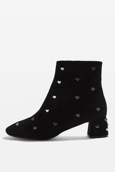 Bee Heart Stud Ankle Boots