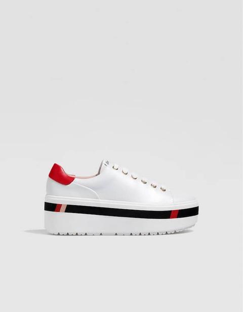Sneakers Combinate Con Piattaforma Bianca Bianco