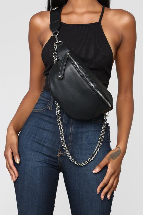 Chain In Personality Fanny Pack - Black