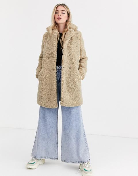 Noisy May Teddy Coat In Beige-white from ASOS on 21 Buttons