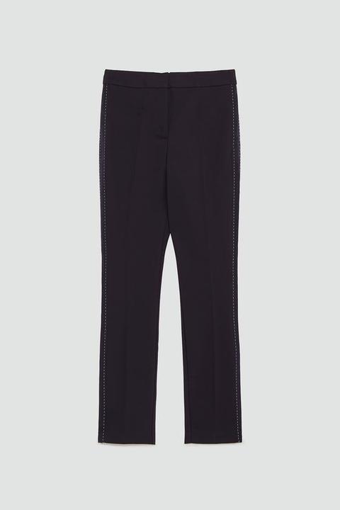 Pantaloni Con Striscia Di Impunture