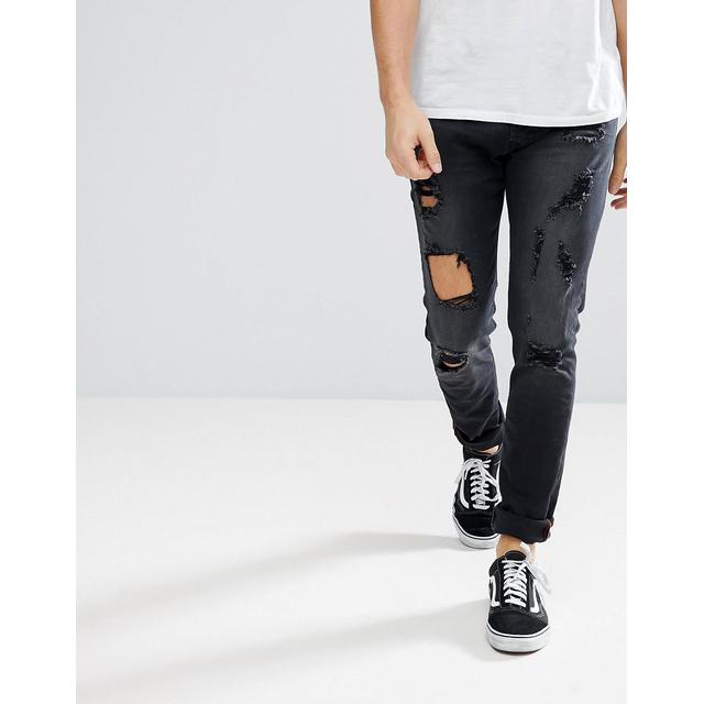 diesel black ripped jeans