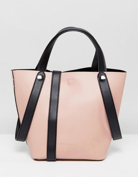 Bolso Tote De Cuero Vegano Con Doble Correa De Melie Bianco