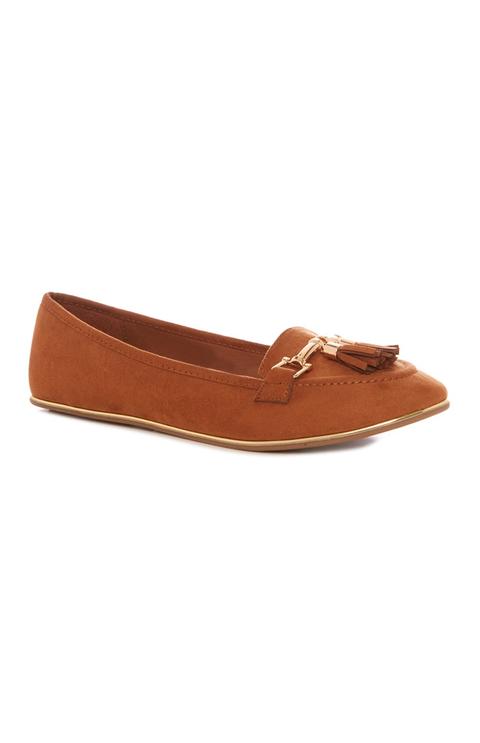 Metal Trim Tan Loafer