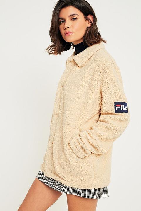 Fila Cream Button-down Teddy Coat