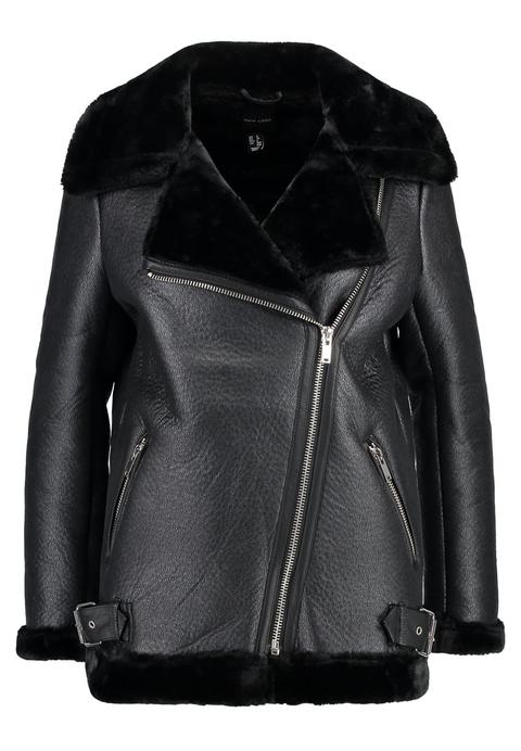 New Look Lined Aviator Chaqueta De Cuero Sintético Black