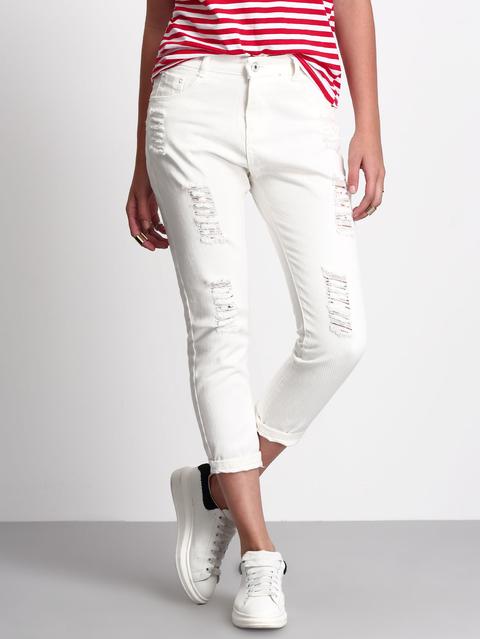 White Ripped Denim Pant