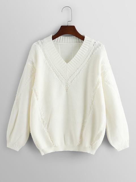 Jersey De Punto Chevron Con Escote V