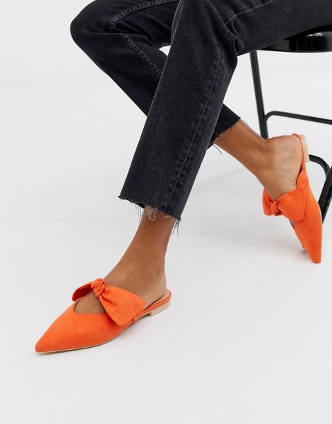 Mules Planas Con Lazo De London Rebel-naranja