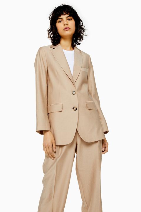 Womens Sand Single Breasted Blazer - Sand, Sand