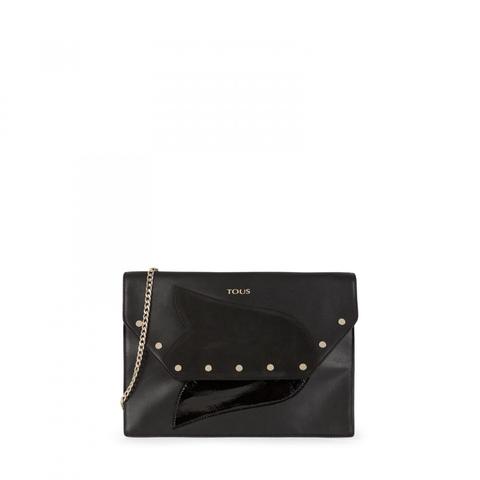 Clutch Lacy De Piel En Color Negro