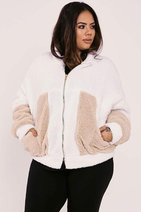 Cream Super...s - Curve Sarah Ashcroft Cream Teddy Fur Contrast Panel Super...