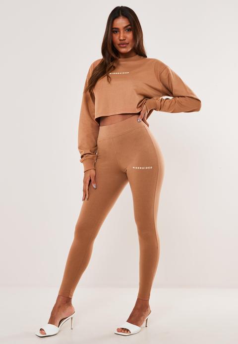 Brun Clair Legging Camel Avec Bande À La Taille