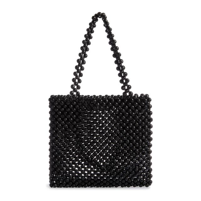 black beaded handbag