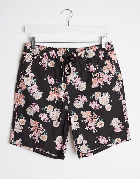 Asos Design Shorter Shorts In Floral Print-navy