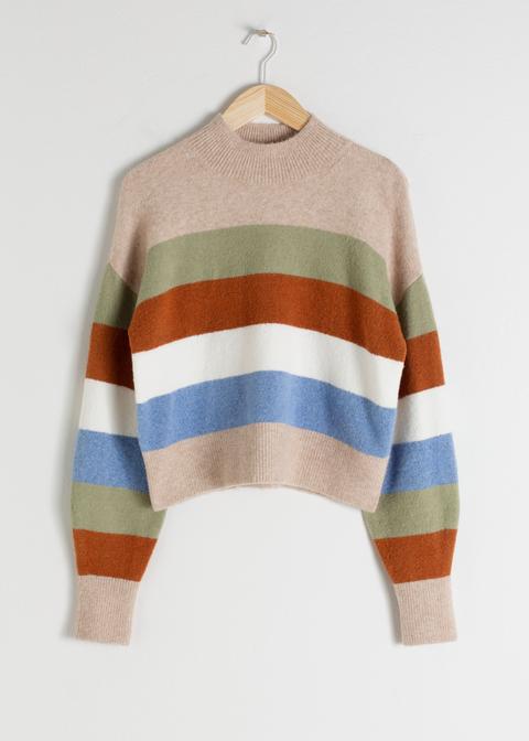 Striped Mock Neck Sweater