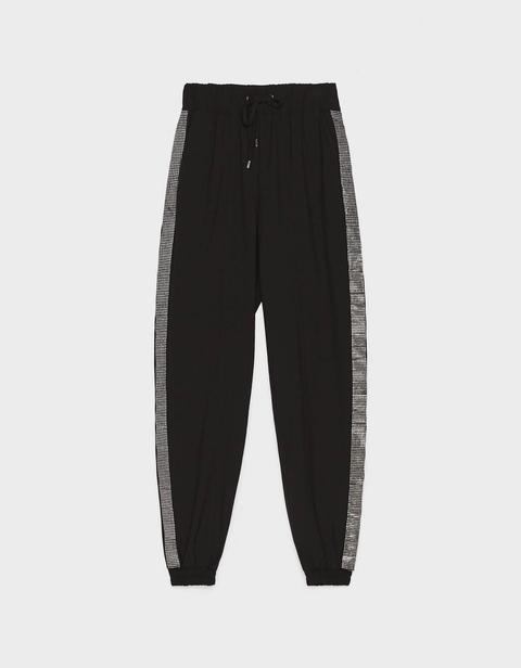 Pantalón Jogger Con Banda Brillante